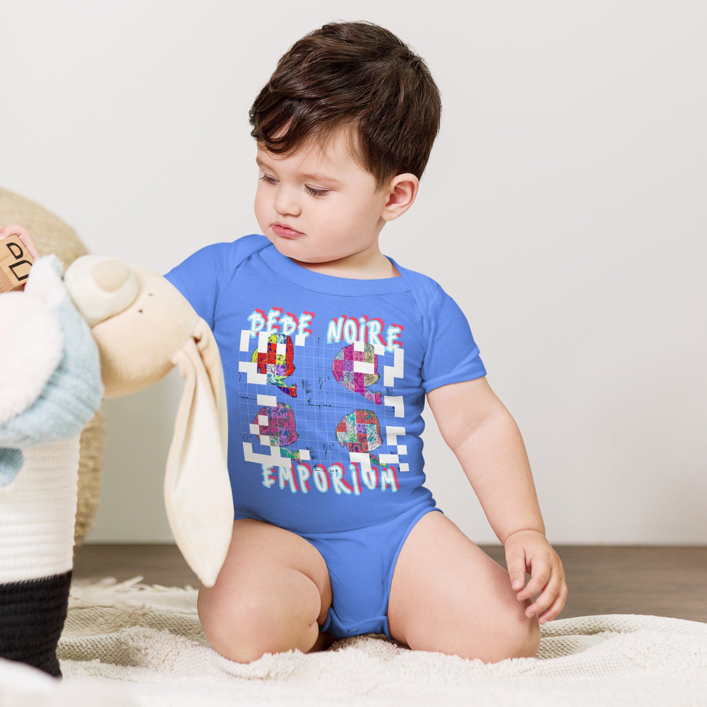 Grid Imprint Baby Onesie