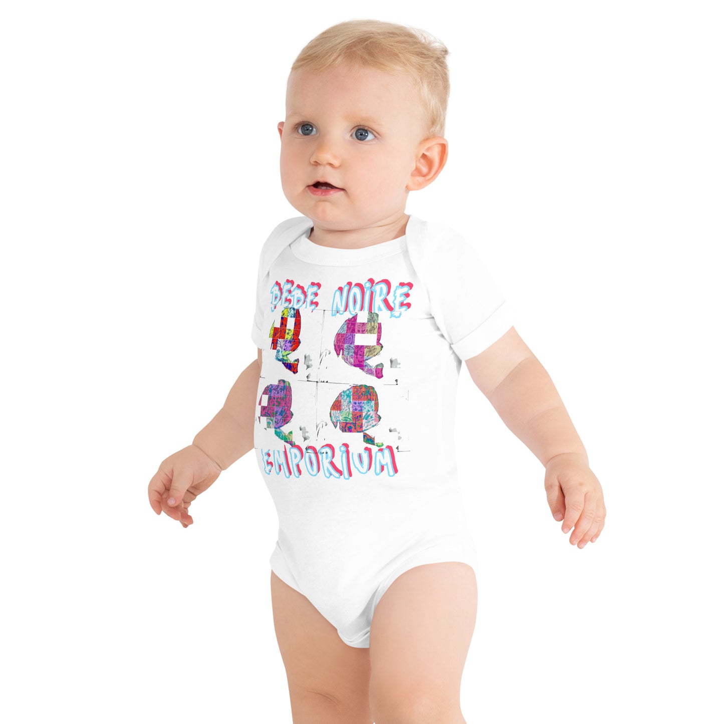 Grid Imprint Baby Onesie