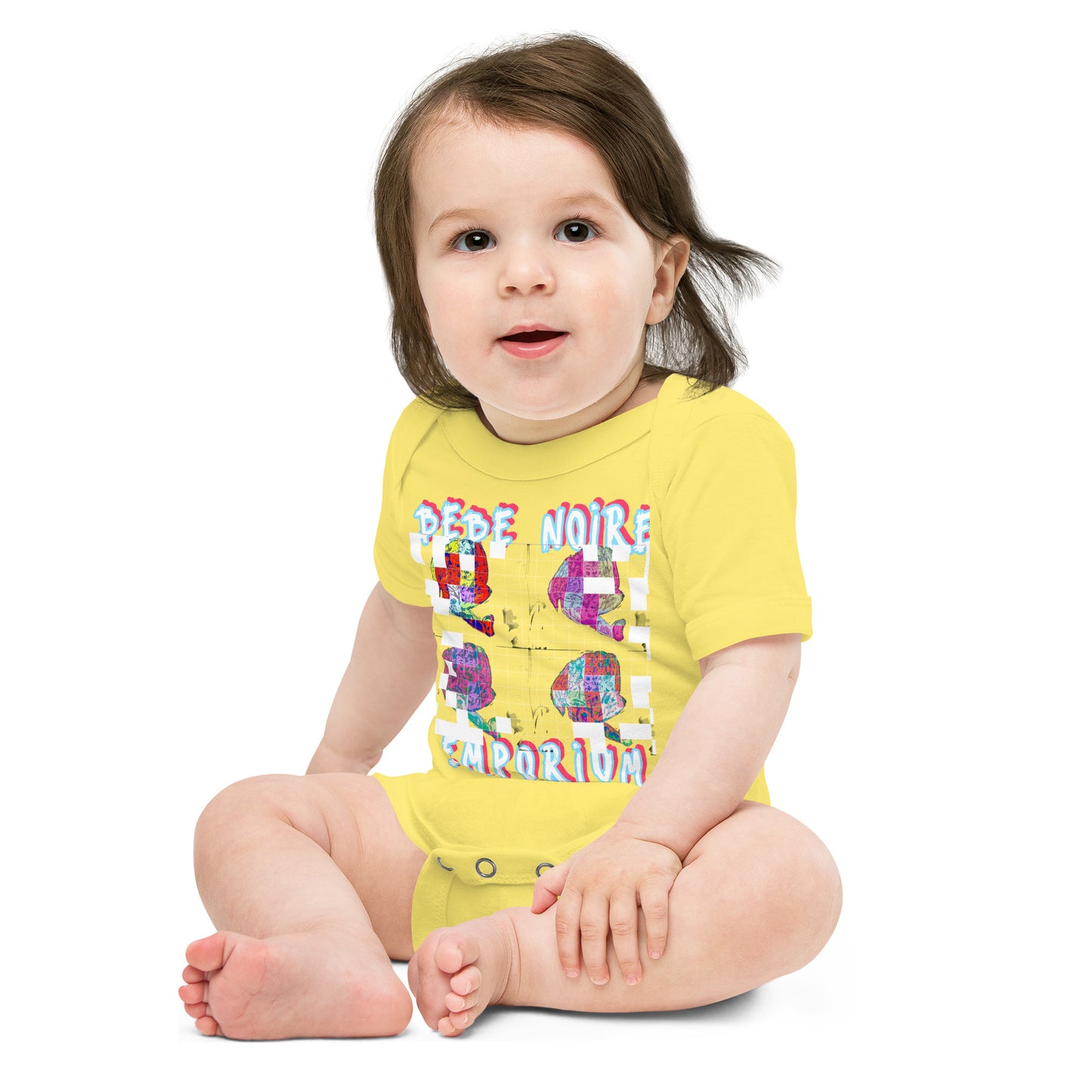 Grid Imprint Baby Onesie
