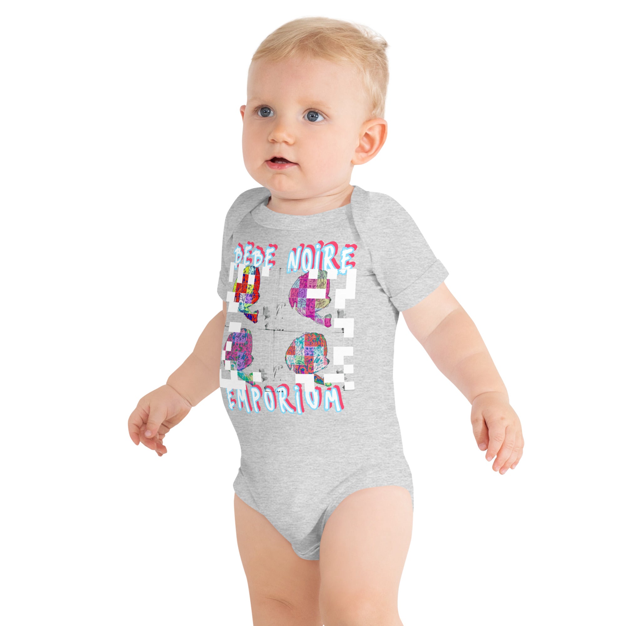Grid Imprint Baby Onesie
