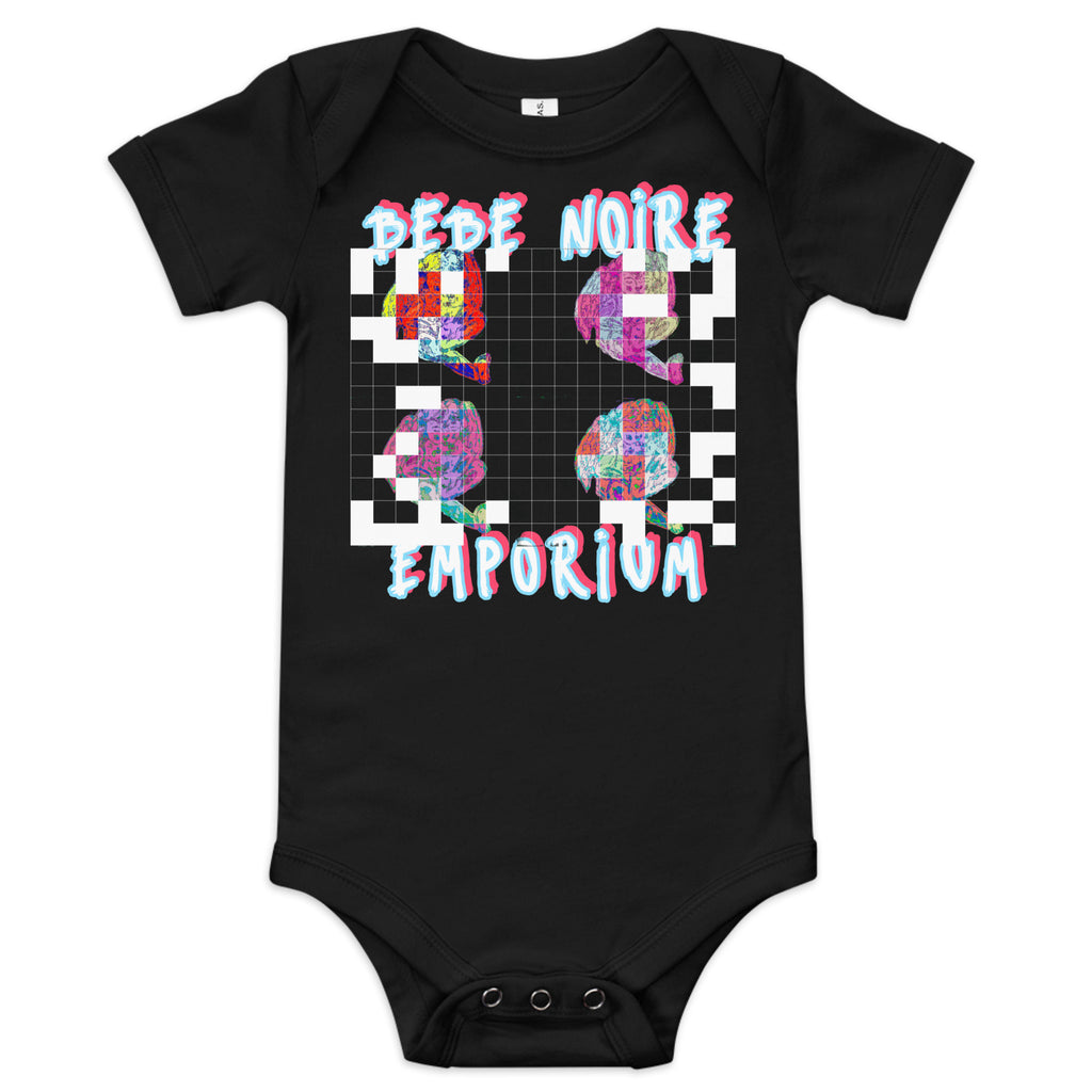Grid Imprint Baby Onesie