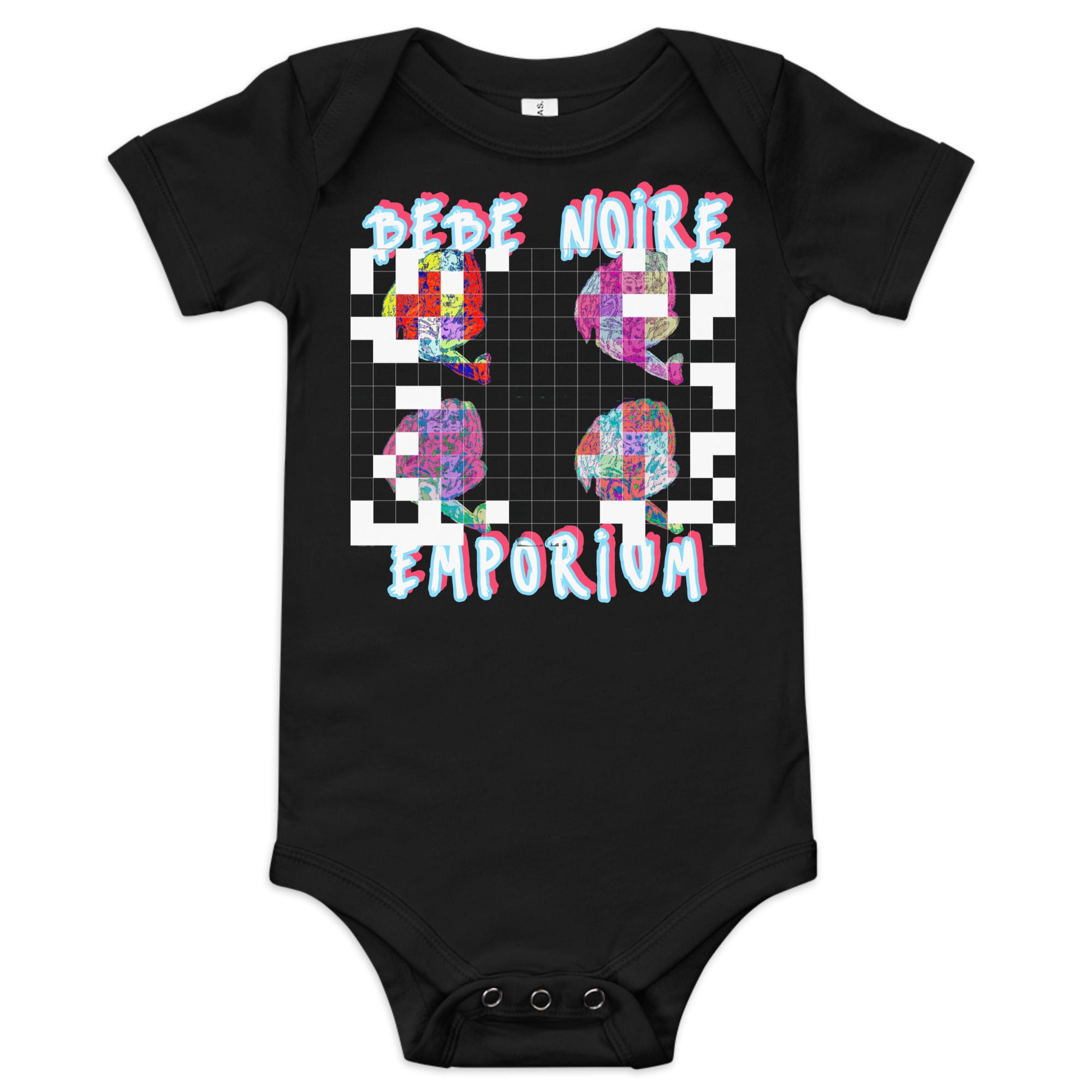 Grid Imprint Baby Onesie