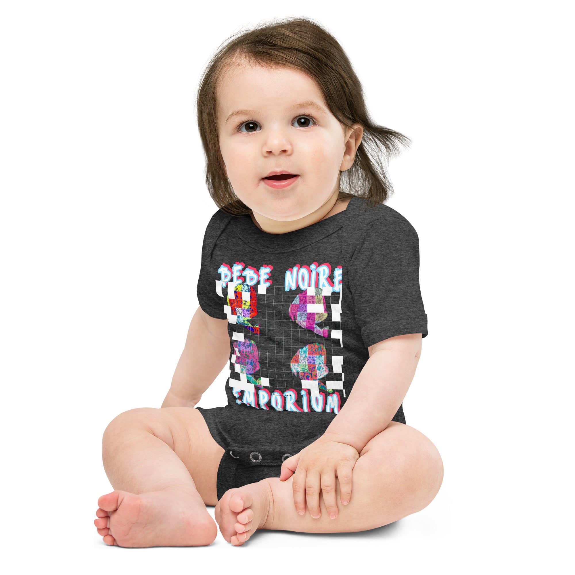 Grid Imprint Baby Onesie