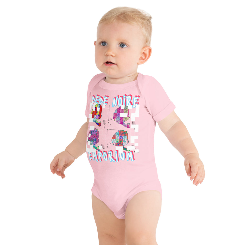 Grid Imprint Baby Onesie
