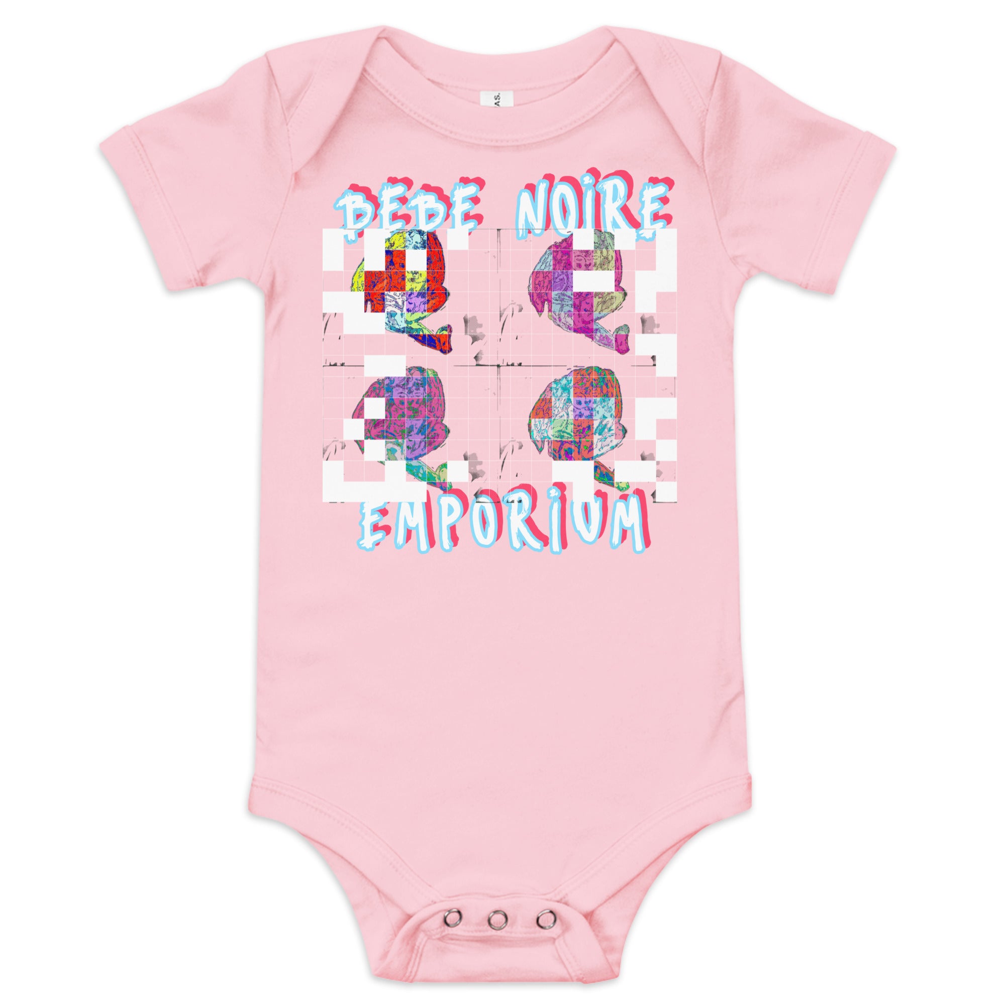 Grid Imprint Baby Onesie